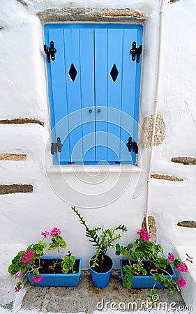 Exterior of Greek house Stock Photo