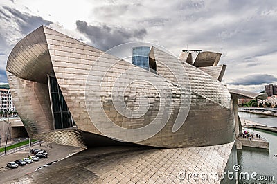 Exterior of The Guggenheim Museum and Iberdrola Tower Editorial Stock Photo
