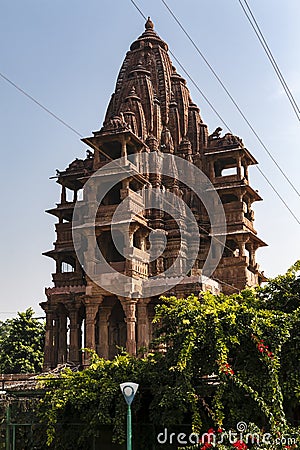 Hindu temple in the Mandore gardens, Jodhpur, Rajasthan, India Stock Photo