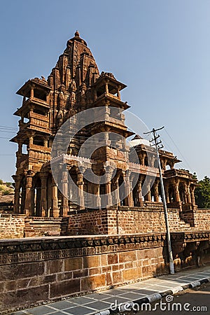 Hindu temple in the Mandore gardens, Jodhpur, Rajasthan, India Stock Photo