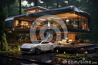 Exterior of the house of the future Stock Photo