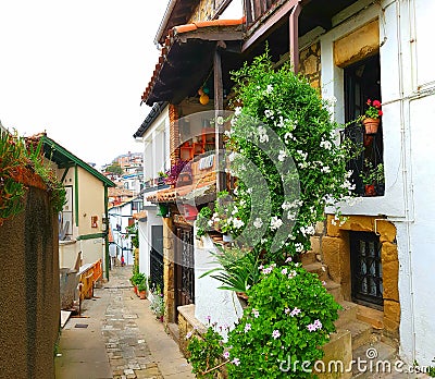 Houses in Puerto Viejo, Bilbao, Spain Stock Photo