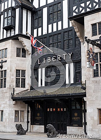 Exterior of the Liberty of London luxury store on Regent Street in the West End of London, UK Editorial Stock Photo