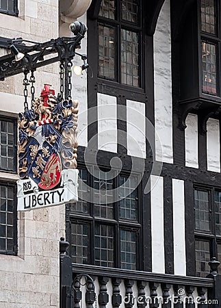 Exterior of the Liberty of London luxury store on Regent Street in the West End of London, UK. Editorial Stock Photo