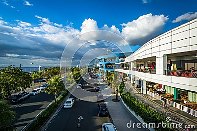 The exterior of the Mall of Asia and Seaside Boulevard, in Pasay, Metro Manila, The Philippines. Editorial Stock Photo