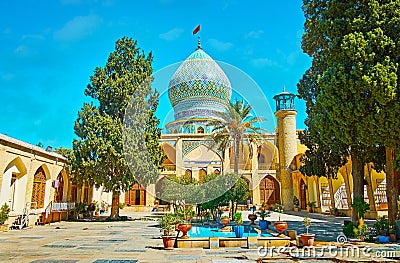 The garden of Ali Ibn Hamzeh Holy Shrine, Shiraz, Iran Stock Photo