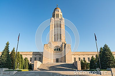 Exterior of the Nebraska Capitol Building Editorial Stock Photo