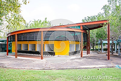 Exterior of Orange Restaurant Cafe Shop in the Royal flora garden Chiangmai,Thailand Editorial Stock Photo