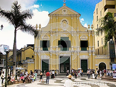 Exterior Portuguese Cathedral in Macau Editorial Stock Photo