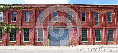 Exterior of ruined abandoned building in Detroit Stock Photo