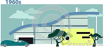 1960s architecture Vector Illustration