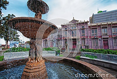 Fountain in front of Edificio Metallico School Buenaventura Cor Editorial Stock Photo