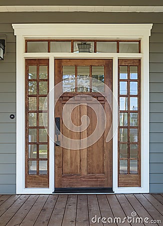 Exterior shot of a Wooden Front Door Stock Photo