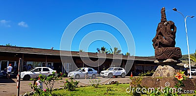 The exterior of the small Easter Island airport Mataveri International Airport, Chile Editorial Stock Photo