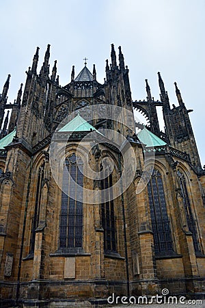 Exterior of St. Vitus Cathedral at Prague Castle Stock Photo