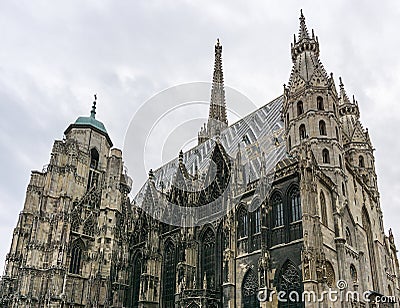 Exterior of Stephansdom cathedral - Vienna, Austria Editorial Stock Photo