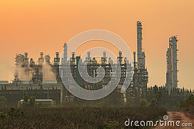 exterior tube of petrochemical plant and oil refinery for produce industrial material in heavy petroleum industry estate against Stock Photo
