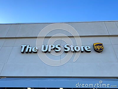 The exterior of a United Parcel Service, UPS retail store Editorial Stock Photo