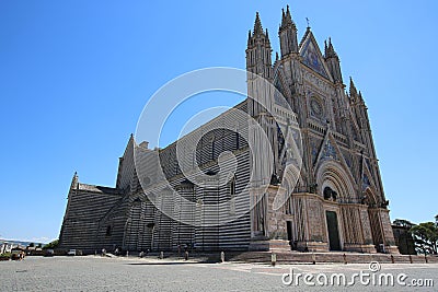 Exterior view of the cathedral of Orvieto, Italy Editorial Stock Photo
