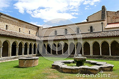 Cloister of the Abbey of Saint-Hilaire Stock Photo