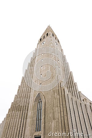 Exterior view of The Evangelical Lutheran Church or HallgrÃ­mskirkja. Editorial Stock Photo