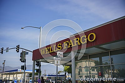 Exterior view of the famous Wells Fargo Bank Editorial Stock Photo