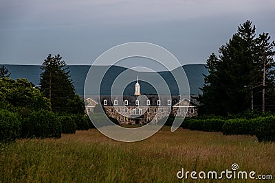 Administration Building at Sunset - Abandoned Laurelton State School - Pennsylvania Stock Photo