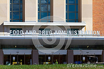 Exterior view of the headquarters of US Food and Drug Administration: FDA building Editorial Stock Photo