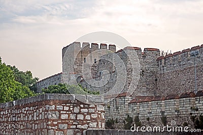 Exterior view from the historical Byzantine walls in Yedikule district in istanbul for tourists and visitors Editorial Stock Photo