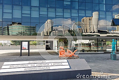 exterior view of the Latin America Memorial in Sao Paulo city Editorial Stock Photo