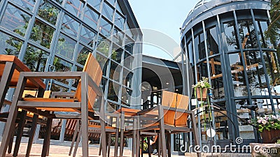 Exterior view of modern restaurant and its terrace Stock Photo