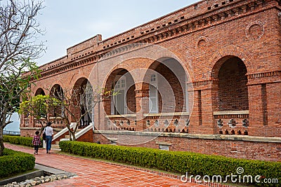 Exterior view of the red-brick former British Consulate Residence at Takou Kaohsiung Taiwan Editorial Stock Photo