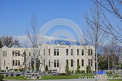 Exterior view of the School of Pharmacy building in the Loma Linda University Editorial Stock Photo