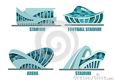 Exterior view on soccer or football stadium Vector Illustration