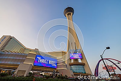 Exterior view of The STRAT Hotel Casino and Skypod Editorial Stock Photo