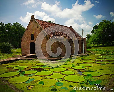 Exterior view to gunpowder storage in Fort Nieuw Amsterdam, Marienburg, Suriname Stock Photo