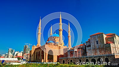 Exterior view to Mohammad Al-Amin Mosque, Beirut, Lebanon Stock Photo