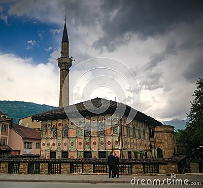 Exterior view to Spotted Mosque Alaca Cami Kalkandelen aka painted mosque, Tetovo, North Macedonia Editorial Stock Photo