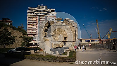 Exterior view to Venetian Tower in Durres , Albania Editorial Stock Photo