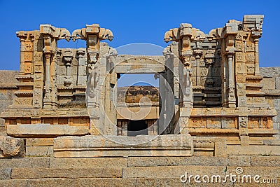 Exterior view of World heritage site Hampi runes in India. Editorial Stock Photo