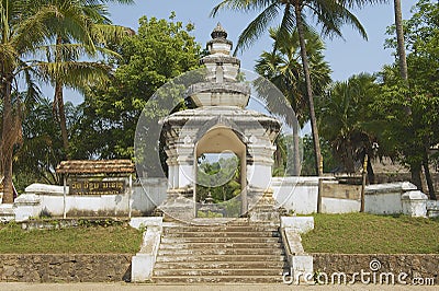 Exterior of the Visounnarath temple gate in Luang Prabang, Laos. Stock Photo