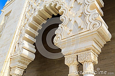 Exterior walls of the Mausoleum of Mohammed V in Rabat Stock Photo
