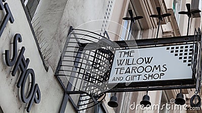 Exterior of the Willow Tea Rooms, Sauchiehall St, Glasgow designed by renowned architect Charles Rennie Mackintosh Editorial Stock Photo