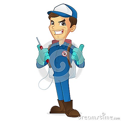 Exterminator giving thumbs up Vector Illustration