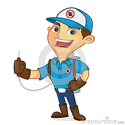 Exterminator holding pest sprayer Stock Photo