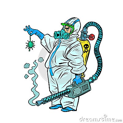 The exterminator killed the coronavirus Vector Illustration