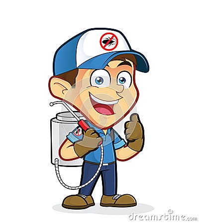 Exterminator or pest control giving thumbs up Vector Illustration