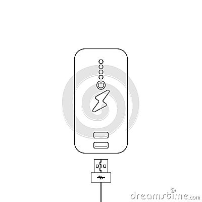 external battery, power bank charges the gadget, phone, tablet. Stock Photo