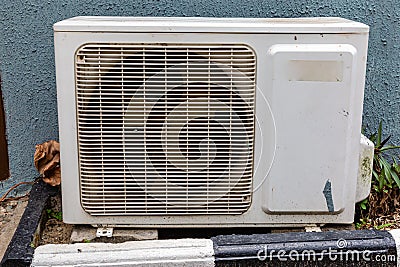 External compressor of split unit air conditioner Lekki Lagos Nigeria Stock Photo
