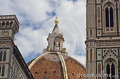 External details of Santa Maria del Fiore cathedral in Florence, Tuscany Editorial Stock Photo